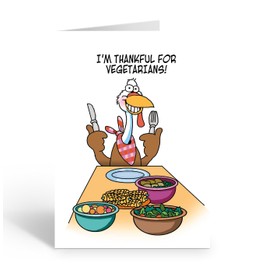 Stonehouse Colleciton, Funny Thanksgiving Card – Vegetarian Thanksgiving Humor – Single Card – Made in the USA with Envelope USA (Vegetarians)