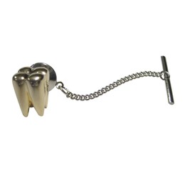 Kiola Designs Gold Toned Shiny Dental Tooth Teeth Tie Tack
