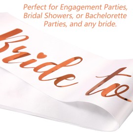 Bride to Be Sash, Bride Sash for Bridal Shower, Bachelorette Sash, Bachelorette Party Decorations, Wedding Engagement Party Favors Gift Accessories (Rose Gold)