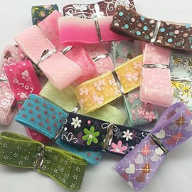 Chenkou Craft Random 20 Yards 1" 25MM Mix Lots Spring Summer Organza Ribbon Assorted Dots Bow Flower Love Heart Rose