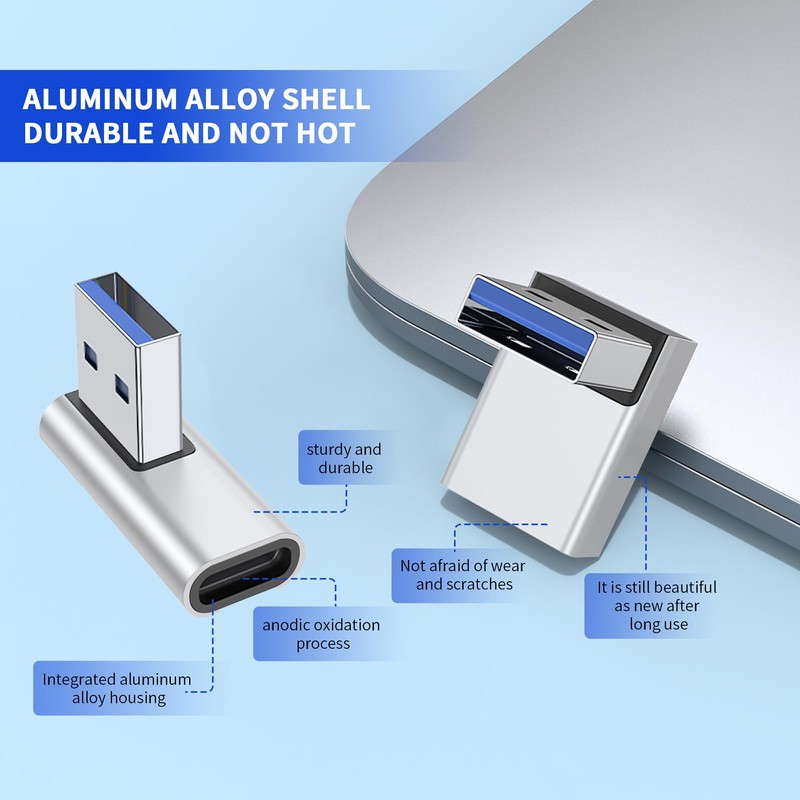 Critin 2-Pack 90 Degree USB A Male to USB C