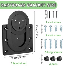 Dart Board Bracket Black, Professional Dart Board Accessories Includes Dartboard Bracket, Screws, Wall Hanging Hooks and Tape Measure