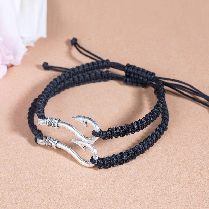 Wolentty His Hers Couples Bracelet Fish Hook Relationship Bracelets Gift