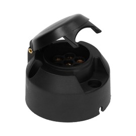 7-Pin Trailer Socket - Plastic Socket for Cars and Trucks 12 V 24 V - Socket 7 Pin Easy to Install Towing Hitch Black