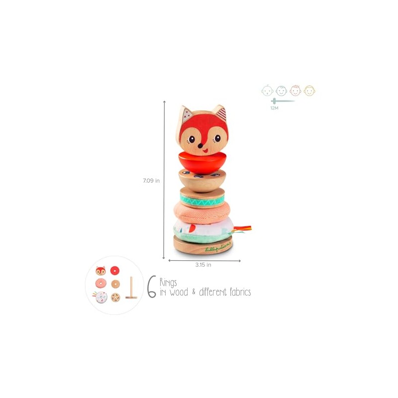 Lilliputiens - Stacking Pyramid Alice the Fox - Educational Wooden
