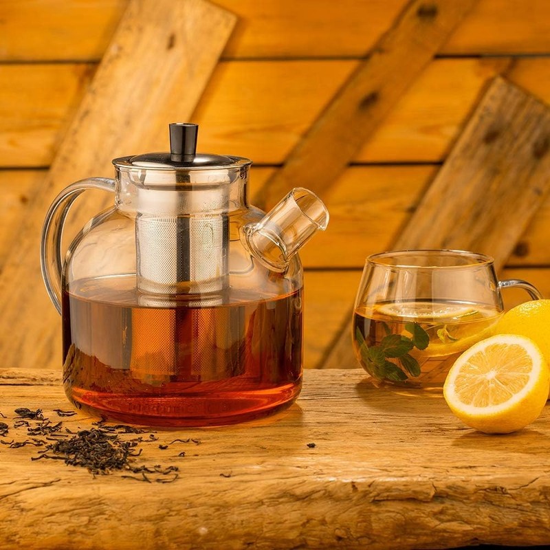 1500ml(50oz) Glass Teapot with Removable Infuser, Ehugos Stovetop Safe Large