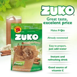 Zuko Horchata Morro Instant Powder Drink | Family Pack | No Sugar Needed | Vitamin C | 14.1 Ounce (Pack of 6)