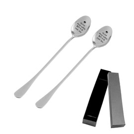 2 Pcs Long Handle Spoon, Stainless Steel Coffee Spoons, Enjoy You Coffee, Engraved Coffee Spoon for Serving Food, Friendship Gift for Women, with Gift Box