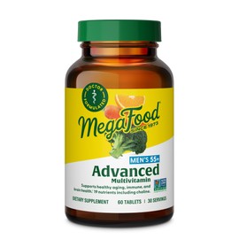 MegaFood MegaFood Men's 55+ Advanced Multivitamin for Men - Doctor-Formulated -Choline, Vitamin D, Vitamin B12 C Plus Real Food C Brain Health Supplement for Adults & Immune Support - 60 Tabs (30 Servings)