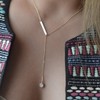 TseenYi Crystal Drop Y Necklace Gold Bar Necklace Choker Rhinestone