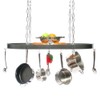 Rogar Hammered Steel Oval Pot Rack with Chrome Accessories 40-in.