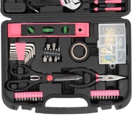 unbranded 149 Piece Tool Set General Household Hand Tool Kit w/ Cordless Screwdriver Pink