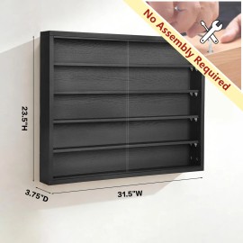 Sliding Glass Door 5 Tier Black Wooden Display Frame Wall Mount Collectible Toy Doll Trading Card Storage Framecolor: Black, size: 31.50*23.62*3.74 inch