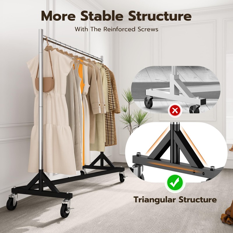 HOKEEPER Commercial Z Base Garment Rack Hold 500LBS Heavy Duty