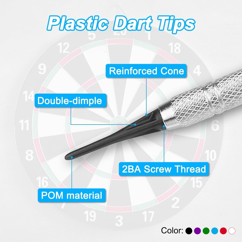 PATIKIL Plastic Dart Tips, 100 Pack 2BA Thread Soft Dart