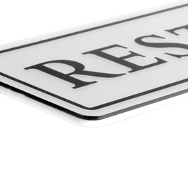 Kichwit Restroom Sign with Magnets on The Back, 8.7 x 2.3 Inches (Black)