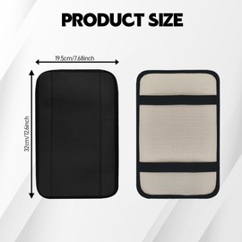 Car Armrest Storage Box Mat, Car Arm Rest Cover, Waterproof Armrest Cover Center Console Mat, Fiber Leather Embossing Car Center Console Accessories Fit for Most Cars (Black/12.6X 7.2 Inch)