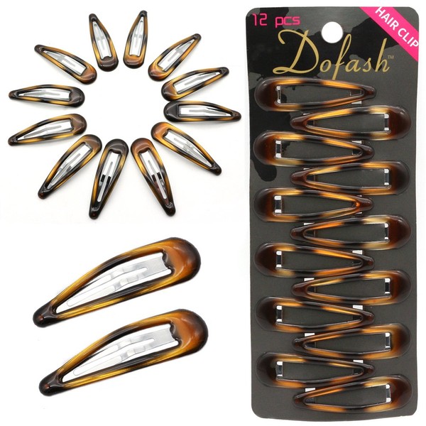 Dofash 2 in / 5 cm Simple Large Hair Snap Clips Metal Hair Clips Hair Clips for Women 12 Pieces (Epoxy Turtle)