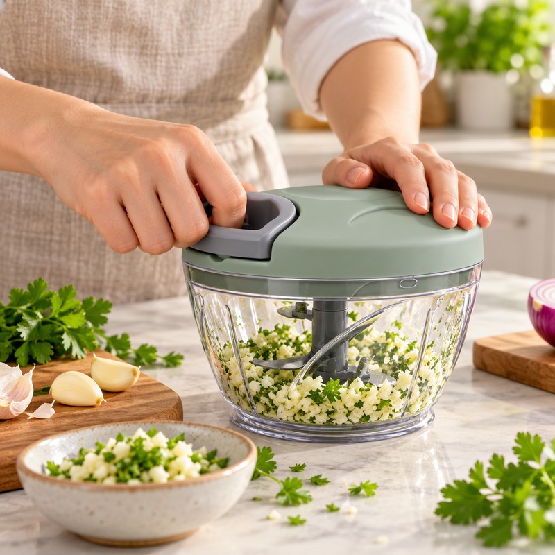 500 ml Manual Food Chopper for Kitchen Prep – Stainless