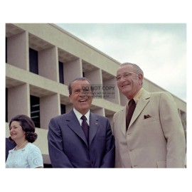 PRESIDENT LYNDON JOHNSON AND RICHARD NIXON AT LBJ LIBRARY 8X10 FRAMED PHOTO