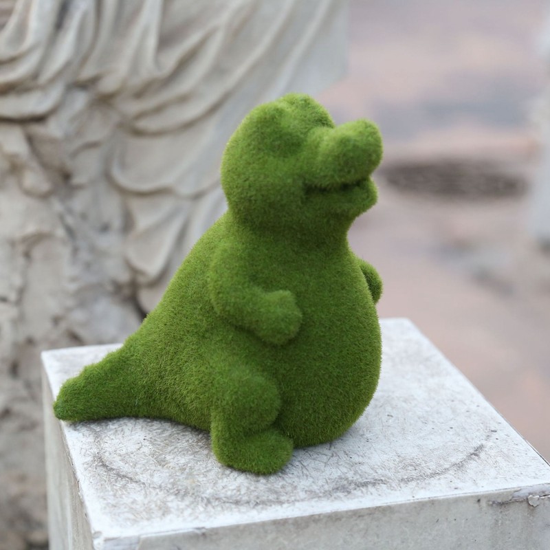 Flocked Animal Statue European Style Handcrafted Resin Simulation Moss Flocked