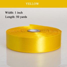 YASEO 1 Inch Yellow Solid Satin Ribbon, 50 Yards Craft Fabric Ribbon for Gift Wrapping Floral Bouquets Wedding Party Decoration