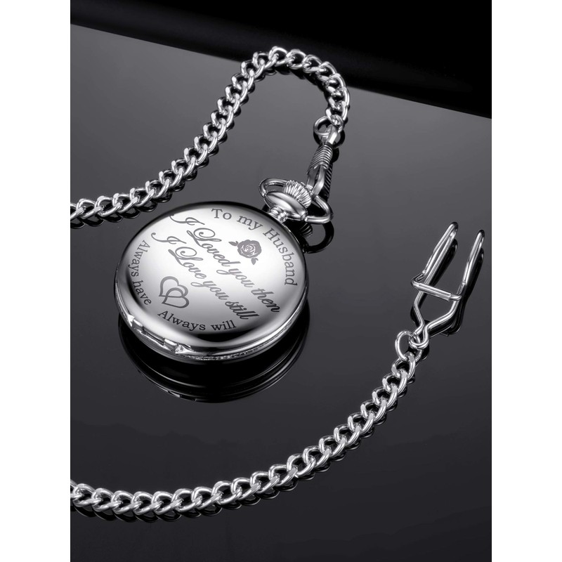 Pangda Quartz Pocket Watch to Husband Gift, Engraved Pocket Watch