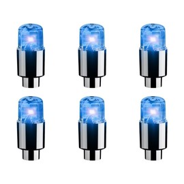 Blue LED Wheel Lights Bike Tire Valve Stem Neon Light Bulb for Car Motorcycle Wheel Tyre Valve Dust Cap, Flash Warning Lights Car Valve Stems Caps Accessories Bulb, 6 Pack