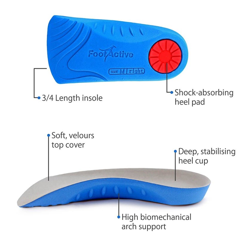 FootActive Medical 3/4 Length Insole, 7/8.5 UK, Blue