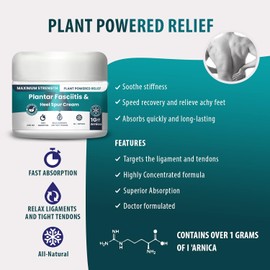 M PAIN MANAGEMENT TECHNOLOGIES- Crema para fascitis plantar y espolón calcáneo de PMT Crema para aliviar los pies. Alta concentración de árnica;