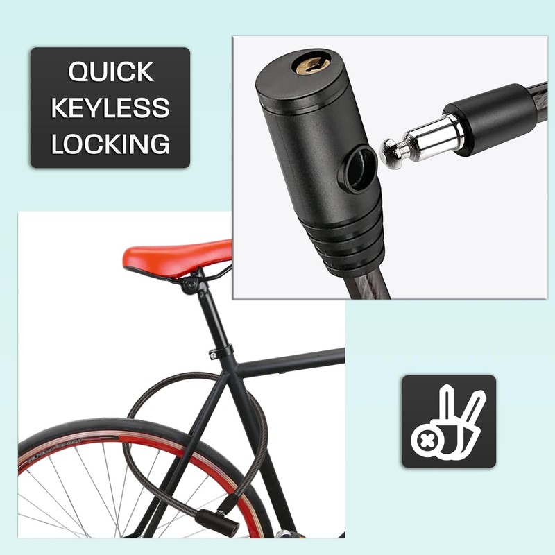 Bicycle Lock 2 Pieces Reinforced Cable 60 cm High Performance