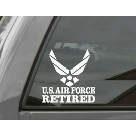 Edward & Co Sticker United States AIR Force Retired Decal Army Military for Car Truck Window Laptop Bumper US Flag 4.0 x 4.0 in (White)
