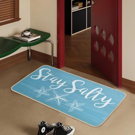 Bnwepo Beach Welcome Mat, Stay Salty, Coastal Doormat Indoor, Beach Themed Door Mat, Indoor Mats for Entryway 16 x 30 Inch Doormat