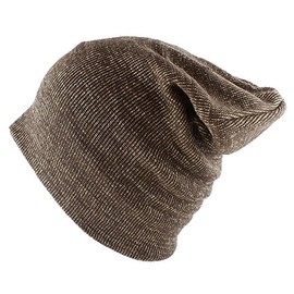Morehats Cotton Soft Stretch Knit Slouchy Beanie Hip-hop Casual Daily Year Round Hat (One Size, Two Tone Brown)