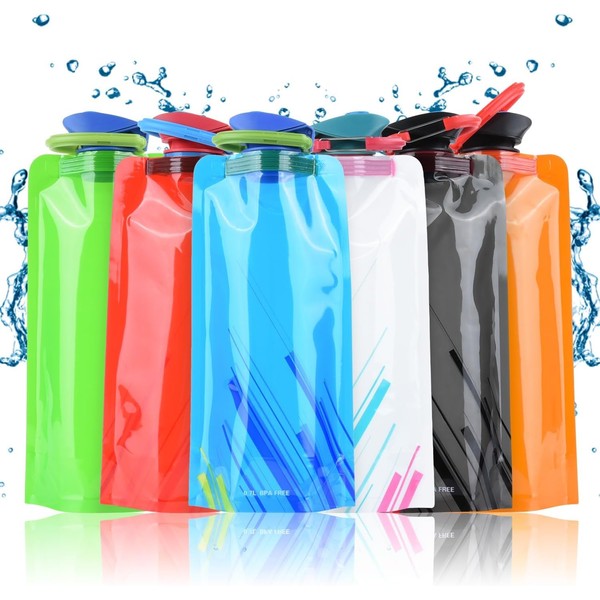 YCVSKY 700 ml Pack of 6 Foldable Drinking Bottles, Flexible