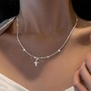 TseenYi Glitter Gypsophila Chain Necklace CZ Cross Pendant Necklace Silver