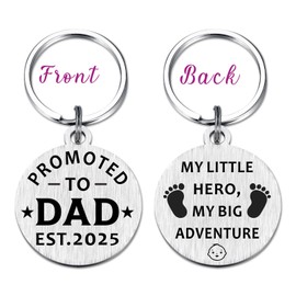 EE&YU Promoted to Dad Gifts 2025 - New Dad Keyring for Men, First Time Daddy Birthday Fathers Day Key Ring Gifts, Pregnant Daddy Present