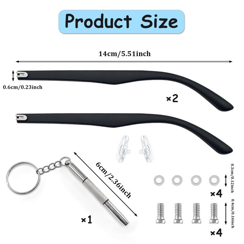 OWMOSYX 1 Pair Universal Glasses Arms Legs Replacement Eyeglass Repair