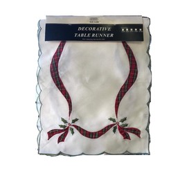 elbaz Christmas Holiday Ribbon Table Runner Home Decor (14''x54'')