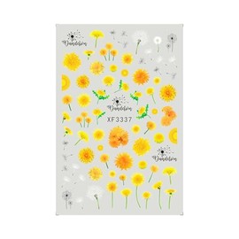 Daisy Be Mine Dandelion Flowers Leaf Extra Thin 3D Nail Stickers Xf3337 Nail Wraps Stickers Manicure Supplies for Women Nails Full Long Lasting Easy Apply and Remove
