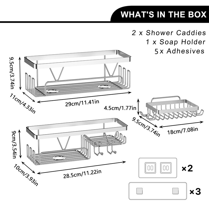 KEGII Shower Shelf without Drilling, Bathroom Shower Shelf, Shower Basket,