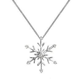Hdiamonds Sterling Silver 1/20 (cttw) White Diamond Snowflake Pendant Necklace for Women