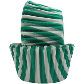 Regency Wraps RW1116STSG Greaseproof Baking Cup, Striped, Standard, Green