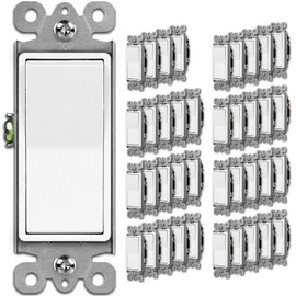 BESTTEN 40 Pack Single-Pole Light Switch, 15A 120/277V, Paddle Wall Switch, On/Off Rocker Interrupter, UL Listed, White