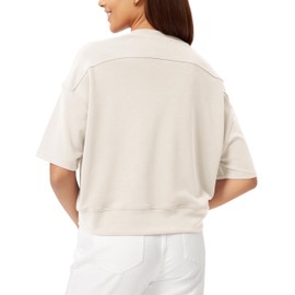 ODODOS Modal Soft Short Sleeve T-Shirts for Women Oversized Crew Neck Tee Relaxed Pullover Tops, Ivory, Large