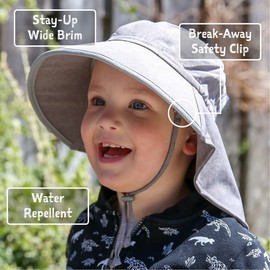 JAN & JUL Summer Adventure Swim Hats for Toddler Boys with Wide Brim (M: 6-24 Months, Grey)