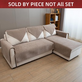 TAOMOCASTL Couch Cover Sectional Couch Covers Non Slip Sofa Covers Washable for 3 Cushion Couch L Shaped Couch Protector Sofa Slipcovers for Kids Dogs Pets,Chenille,Camel,28''x59''(Only 1 Piece)