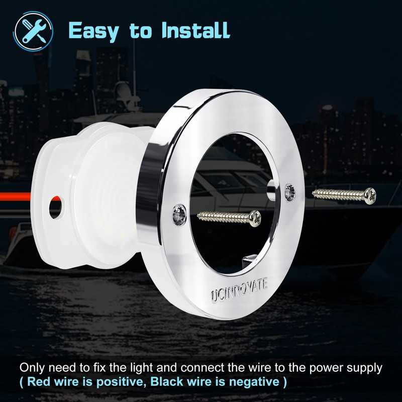 4Pcs 3.15”Round LED Marine Light with sliver housing, Navigation Boat