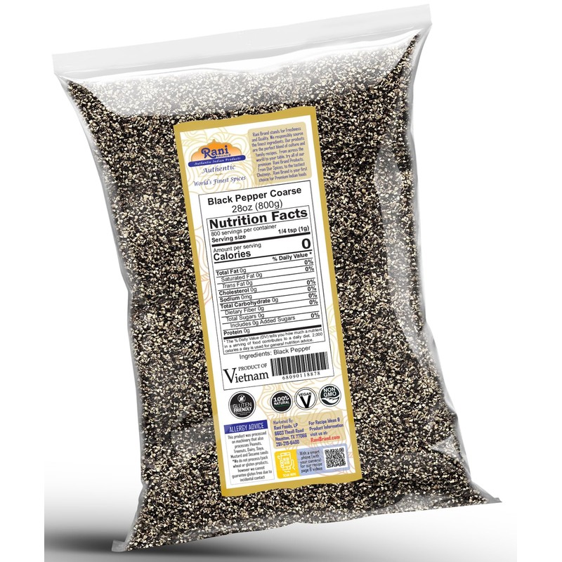 Rani Black Pepper Coarse Ground 28 Mesh (Table Grind) 28oz