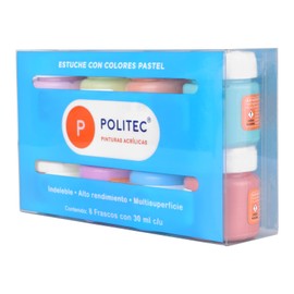 Set Con 8 Piezas De Acrilico Politec 30ml Pastel
